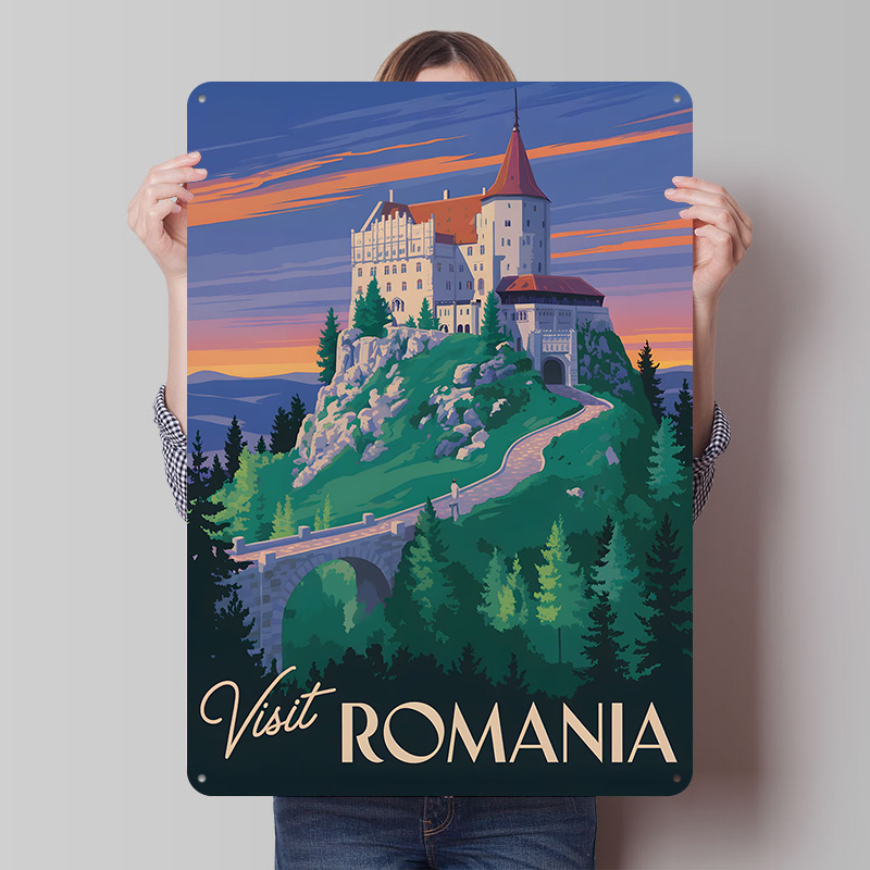 Bathroom Home Visit - Bezoek Roemenië Kasteel Reiskunst Gedrukte poster