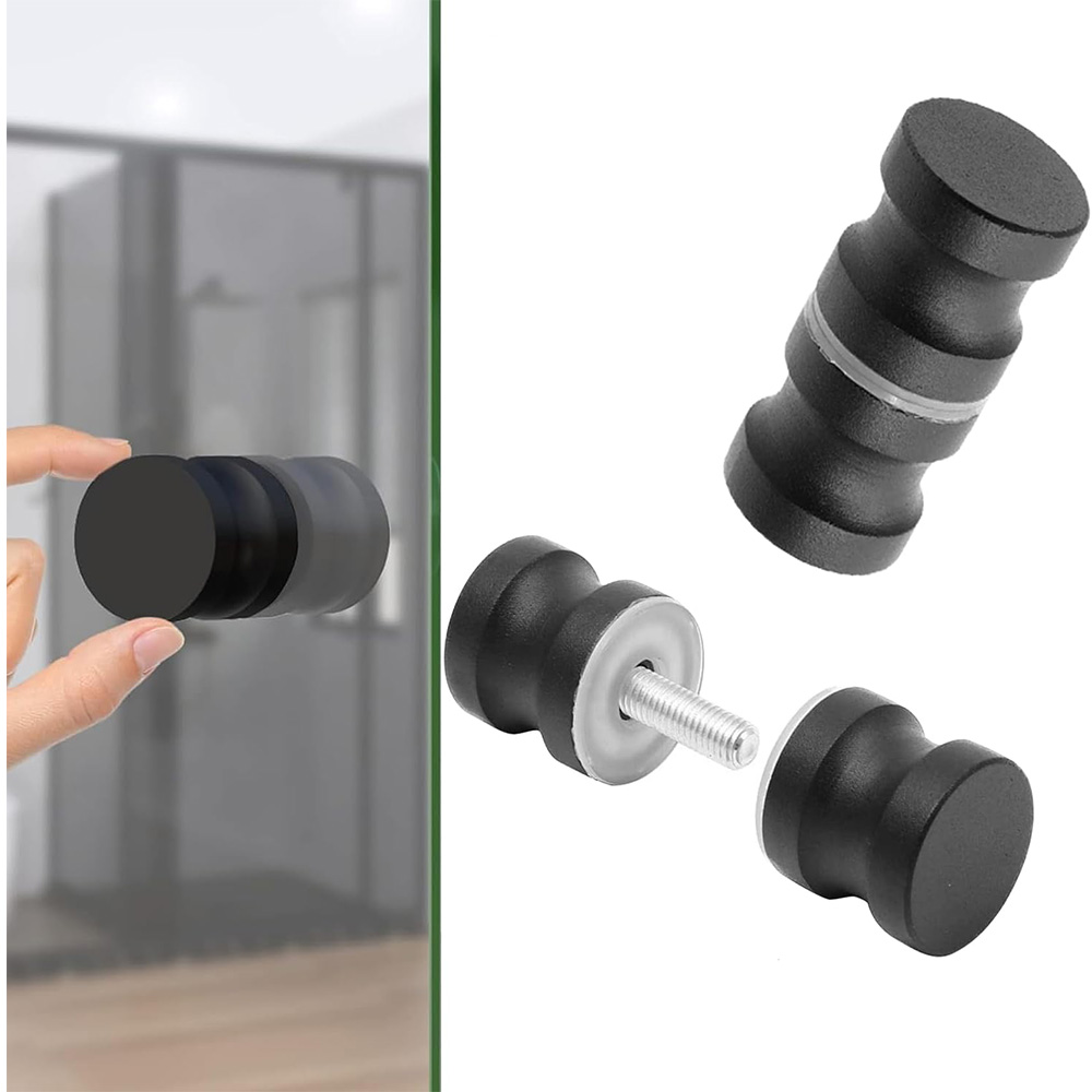 Home Bathroom Hardware - Aluminium glazen deurknop zwart zilver badkamerdeurgreep