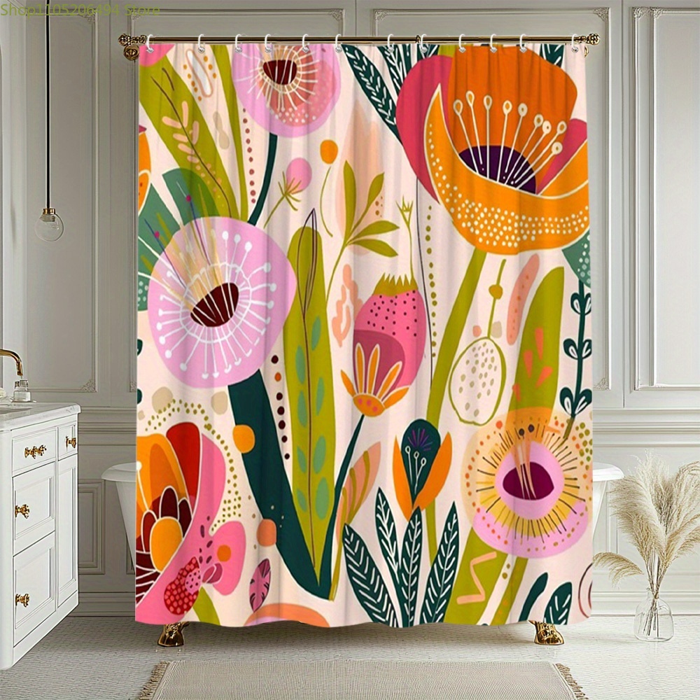 Home Bathroom Ideas - Levendig douchegordijn met bloemmotief, abstract botanisch