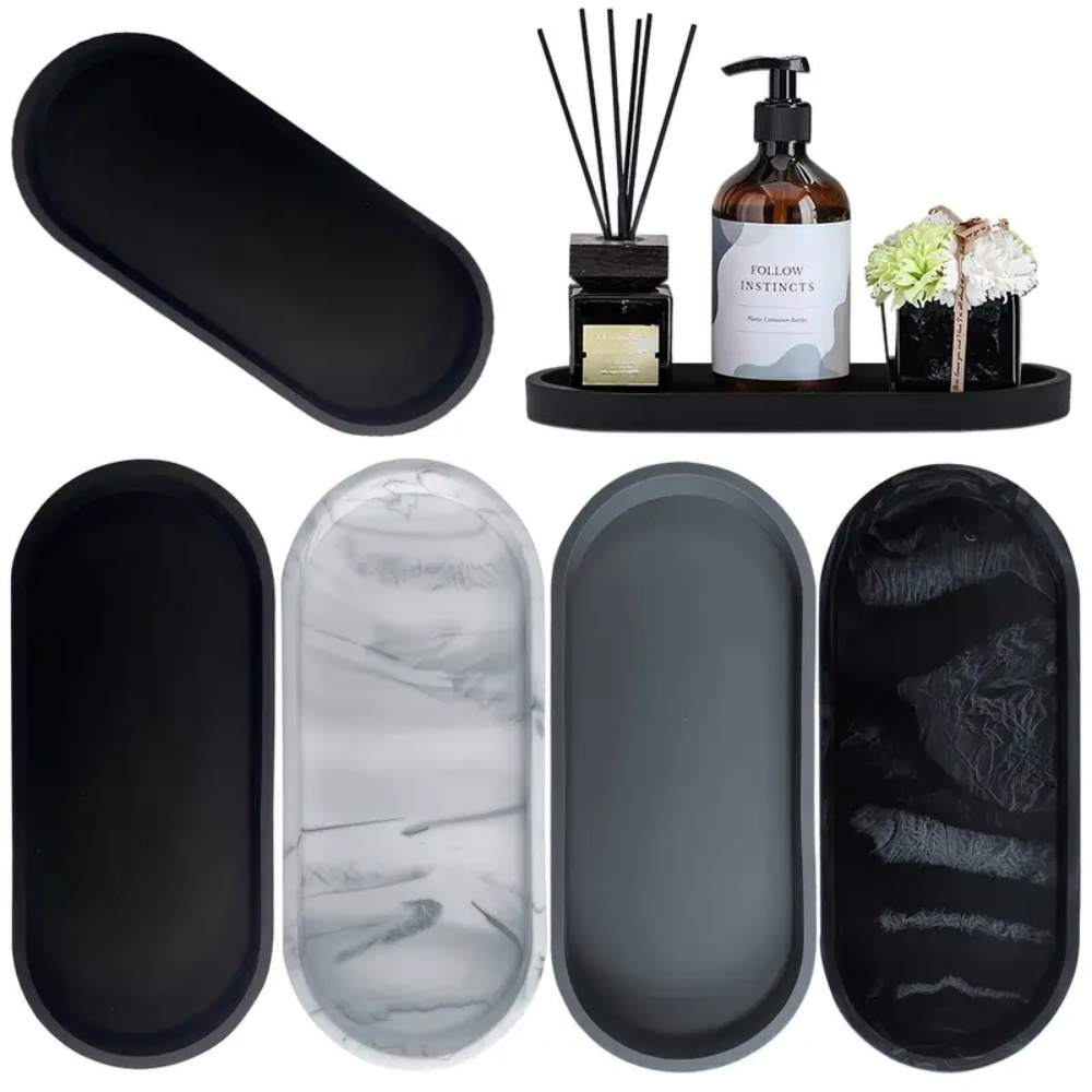 Home Essentials Bathroom Organizer - 1Pc Badkamer Dressing Siliconen Dienblad, Rechthoekig