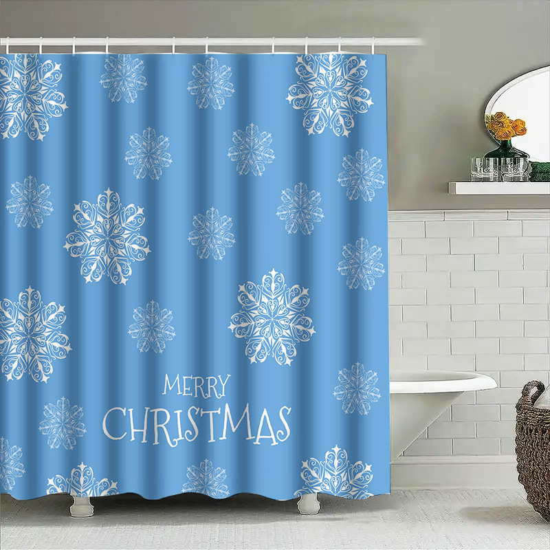 Home Bathroom Ideas - Kerst Douchegordijn Sneeuwvlok Blauw Badkamer Decor