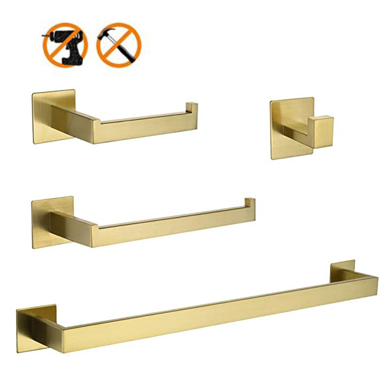 Home Bathroom Hardware - 304 roestvrijstalen 4-delige gouden badkameraccessoireset inclusief