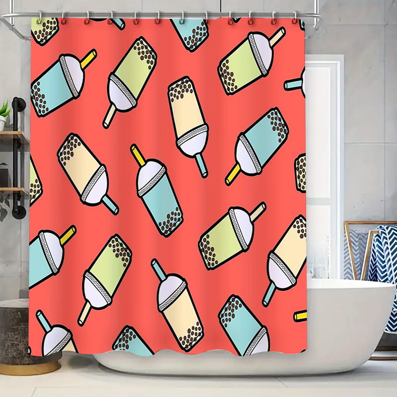 Home Bathroom Ideas - Uniek Bubble Tea Douchegordijn Schattig Boba