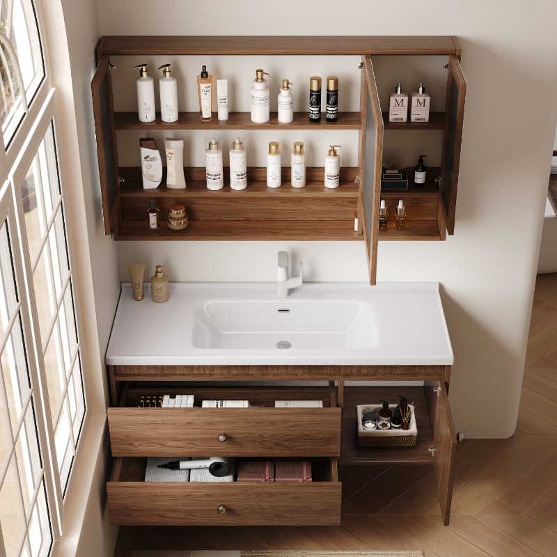 Home Bathroom Partition Wall - Huidverzorging Moderne badkamerkast Opbergorganisator Spiegel Toiletwanden