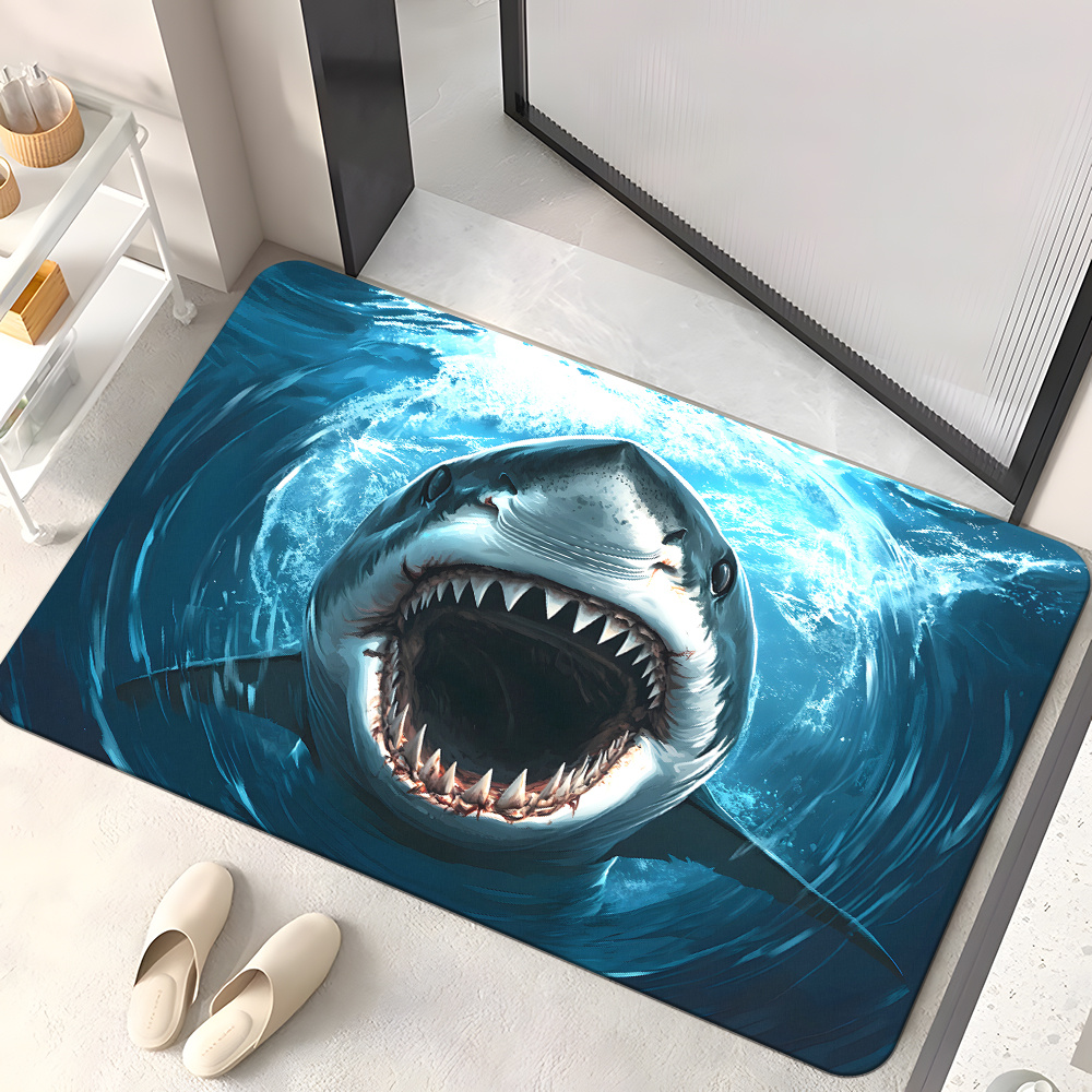 Home Bathroom Ideas - Duurzame deurmat met haaienprint, oceaan- en