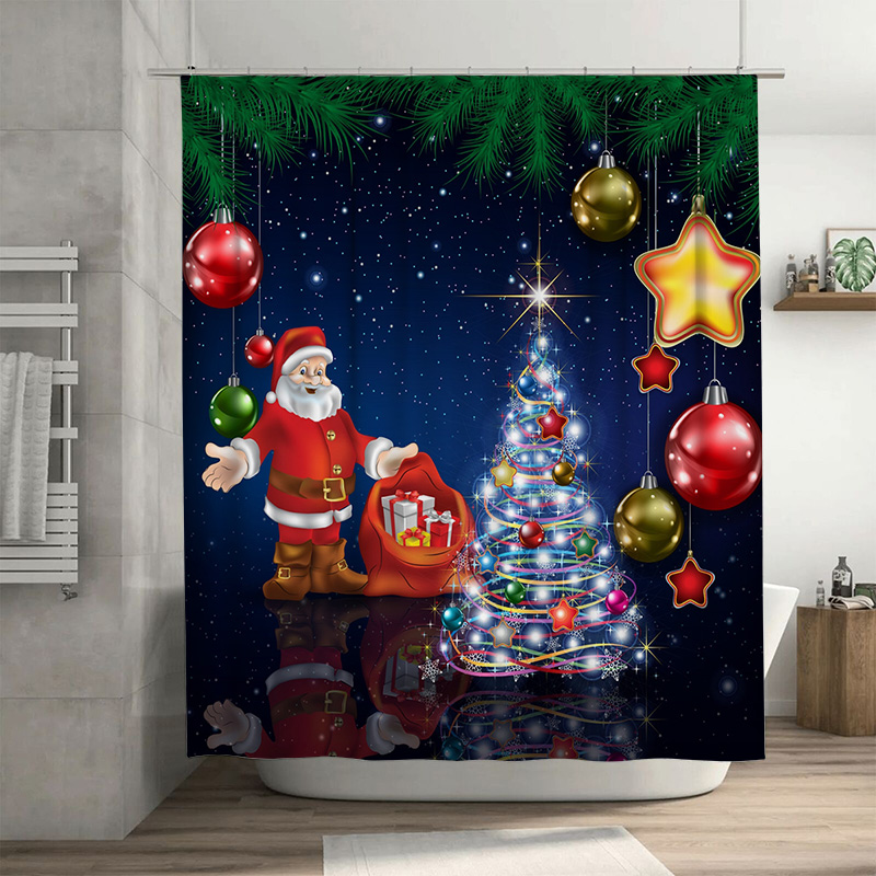 Home Bathroom Ideas - TU Kerst Douchegordijn Kerstman Feestelijke Vakantie