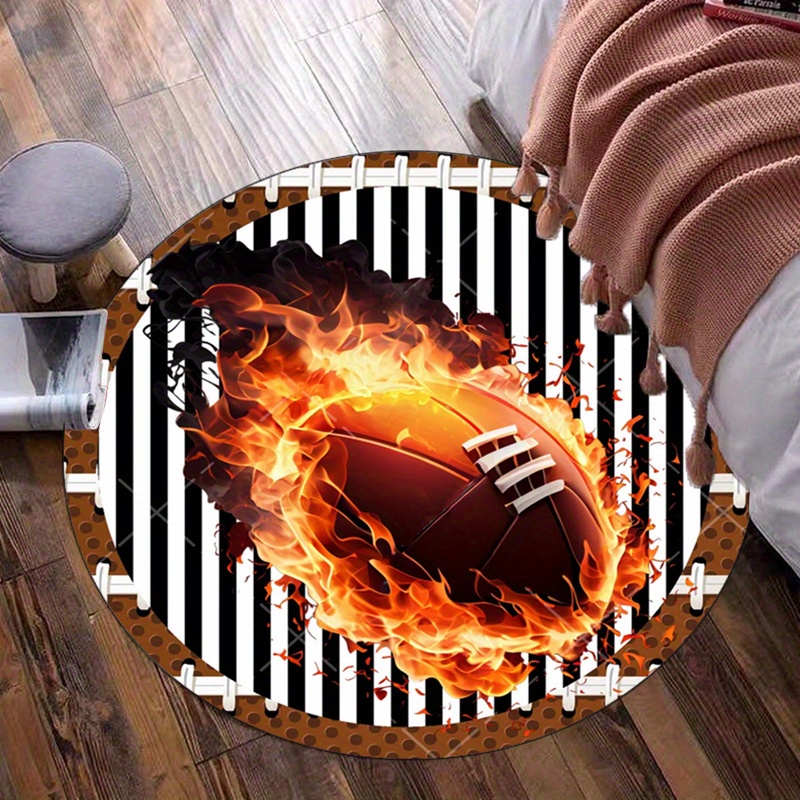 Home Bathroom Ideas - Flaming Football Rond Tapijt voor Woonkamer