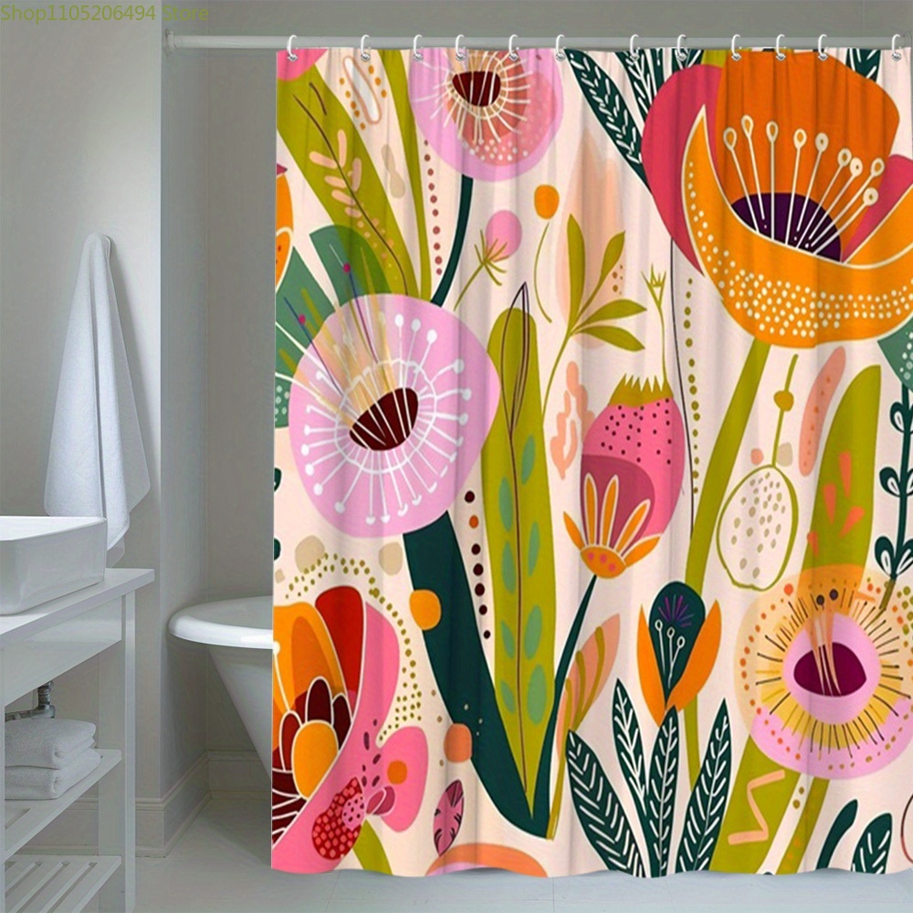 Levendig douchegordijn met blo - Home Bathroom Ideas recensie en prijs