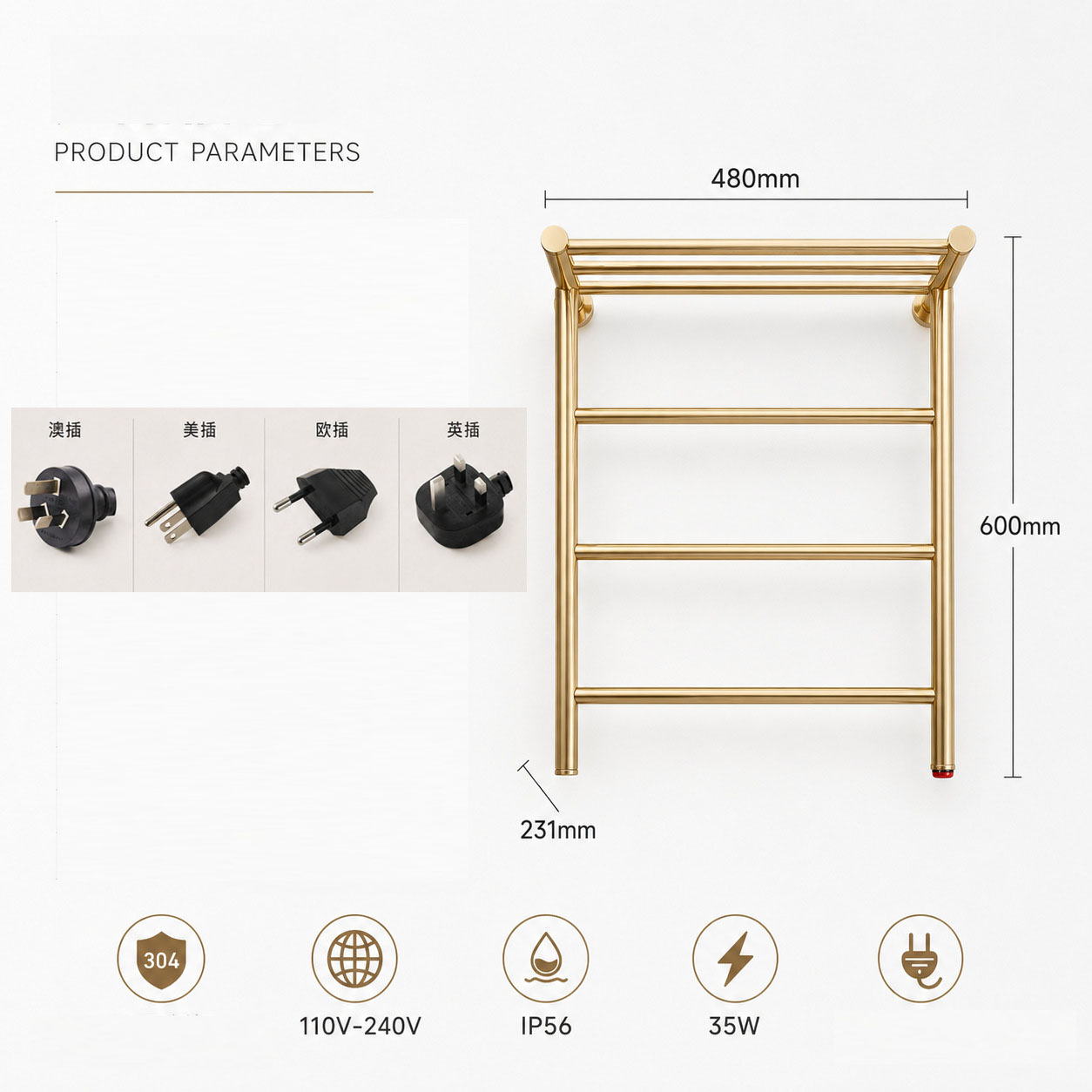 2026 Nieuwe Gouden Wandgemonte - Towel Warmer Electric recensie en prijs