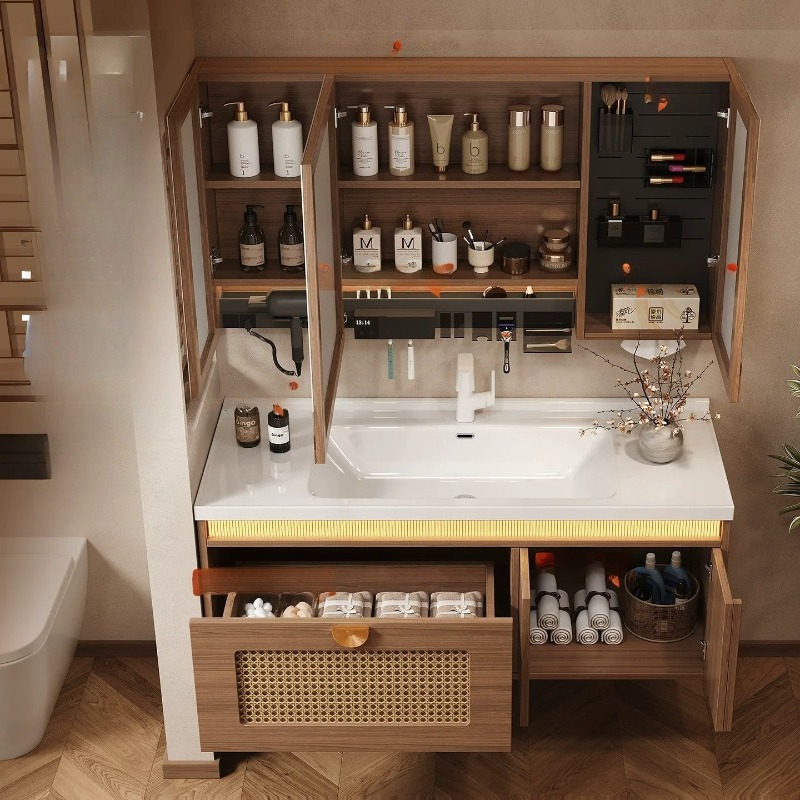 Houten opbergkast voor badkame - Home Bathroom Partition Wall recensie en prijs