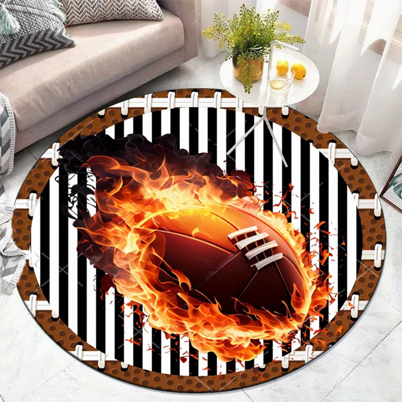 Flaming Football Rond Tapijt v - Home Bathroom Ideas recensie en prijs
